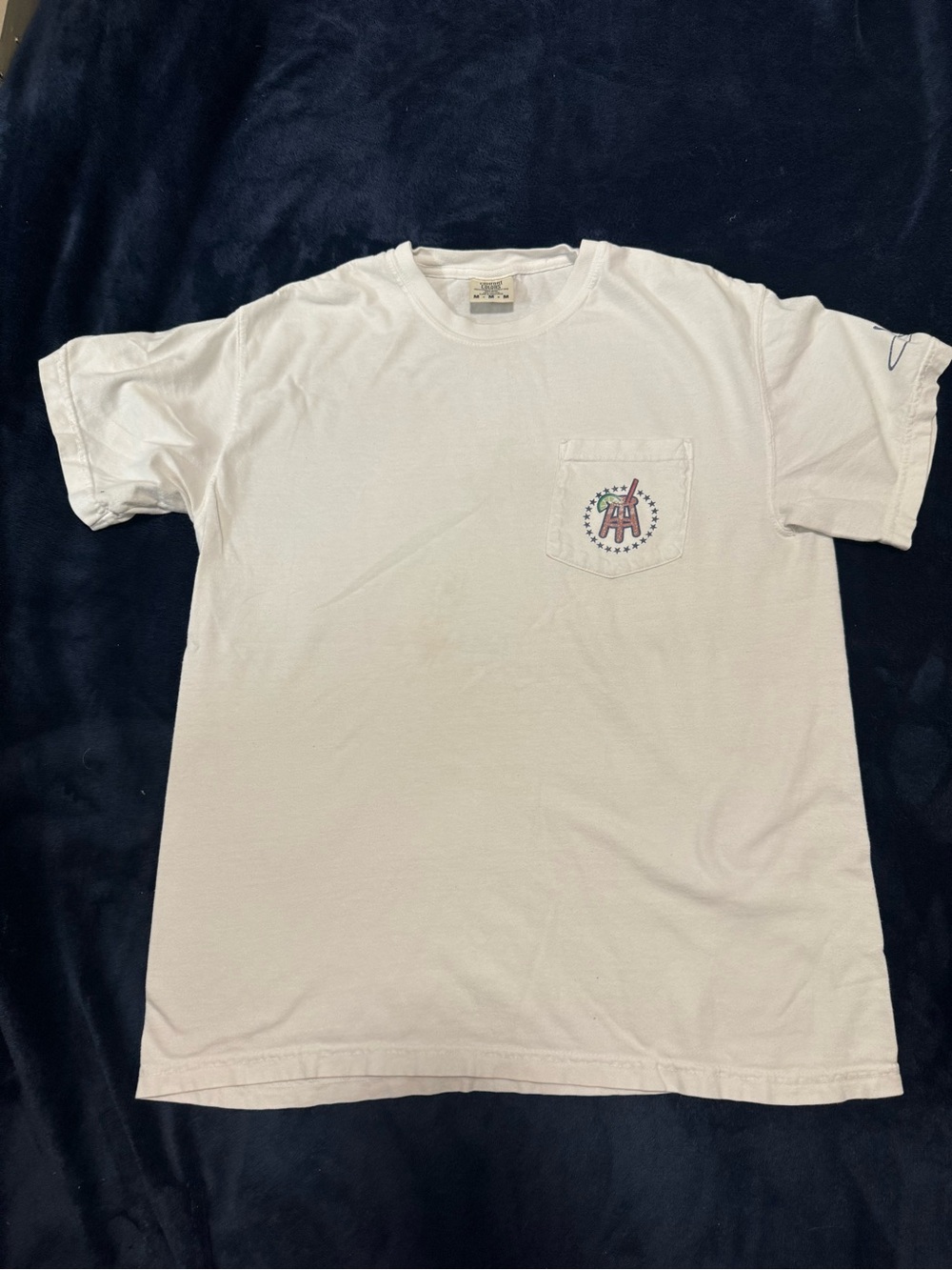 Men's White Short Sleeve Pocket Tee with Subtle Chest Emblem